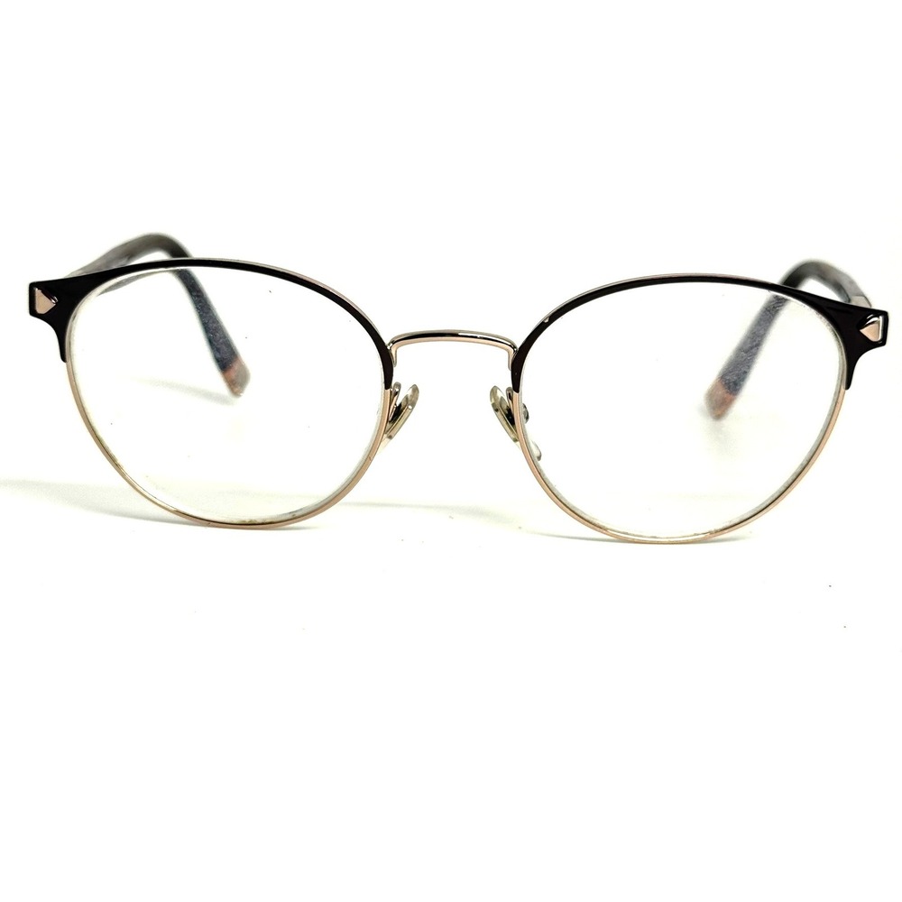 Furla VFU111K Round Eyeglass Frames Black Gold Metal 135mm COL.0E59